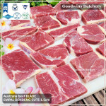 Beef BLADE Australia RALPHS frozen sampil kecil daging rendang PORTIONED CUTS 1.5" 4cm (price/pc 1kg)